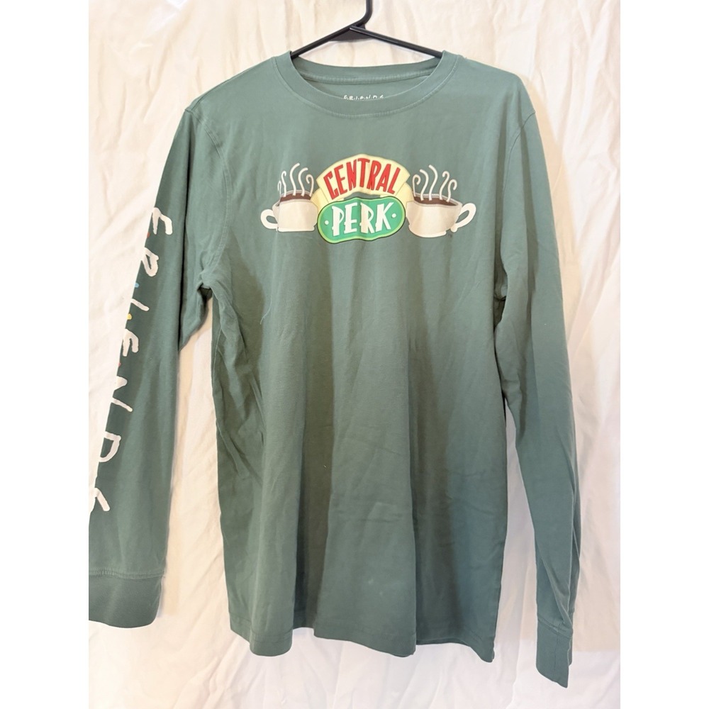 Friends CENTRAL PERK LOGO Green Long sleeve TShirt Medium
